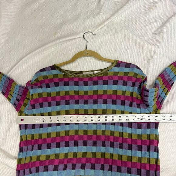 Y2K Field Gear Multicolored Geometric Ribbed Top Sz M Women’s - Picture 5 of 6